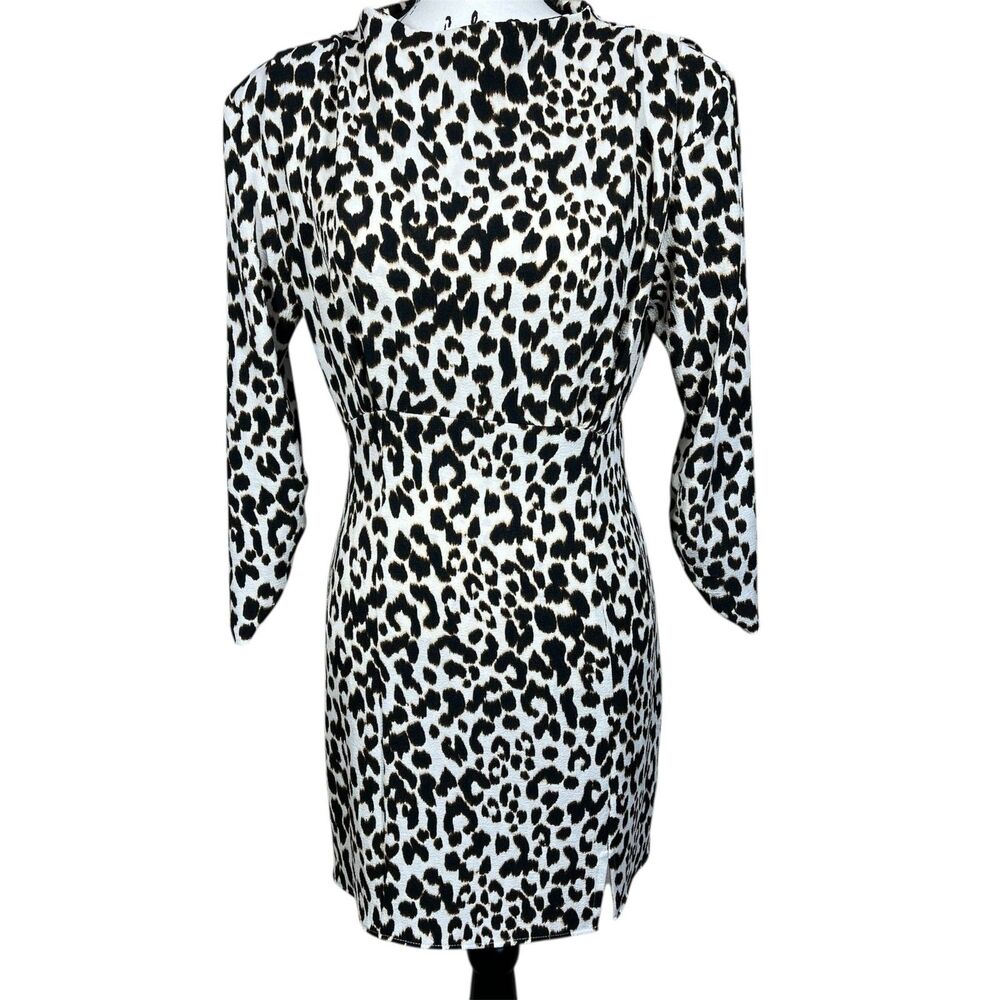 Zara animal print Dress  Shoulder Pads long sleeve open slit back size M baddie